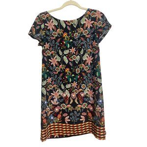 Zara Woman XS Xtra Small Floral Print Dress Black Multi-Color
